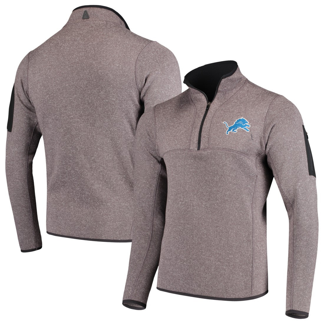 Detroit Lions Antigua Fortune Quarter-Zip Pullover Jacket Charcoal | NFL