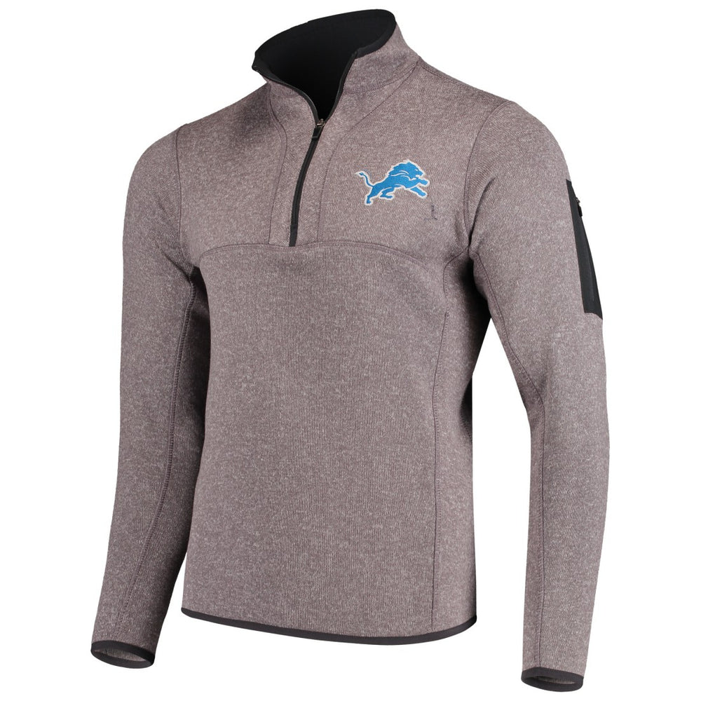 Detroit Lions Antigua Fortune Quarter-Zip Pullover Jacket Charcoal | NFL