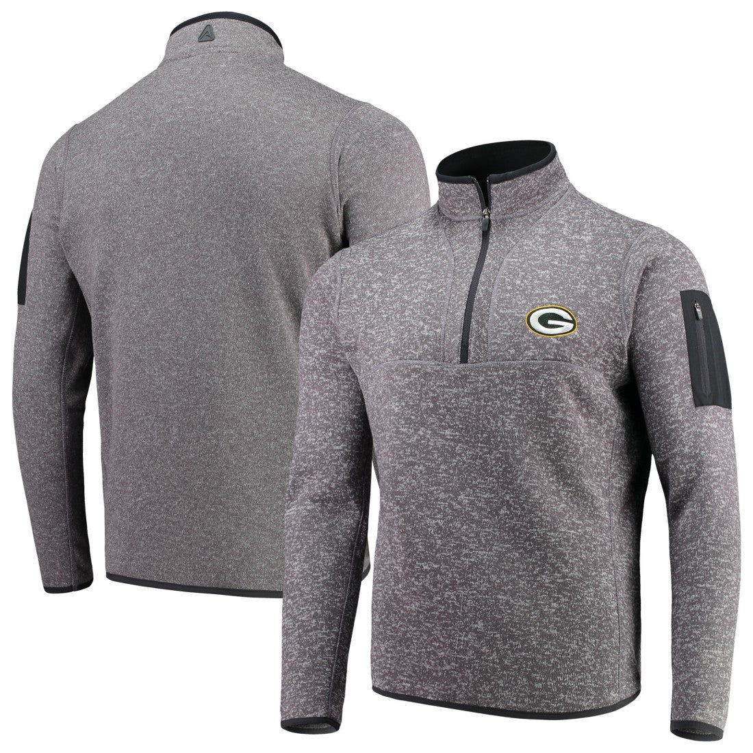 Green Bay Packers Antigua Fortune Quarter-Zip Pullover Jacket Charcoal | NFL