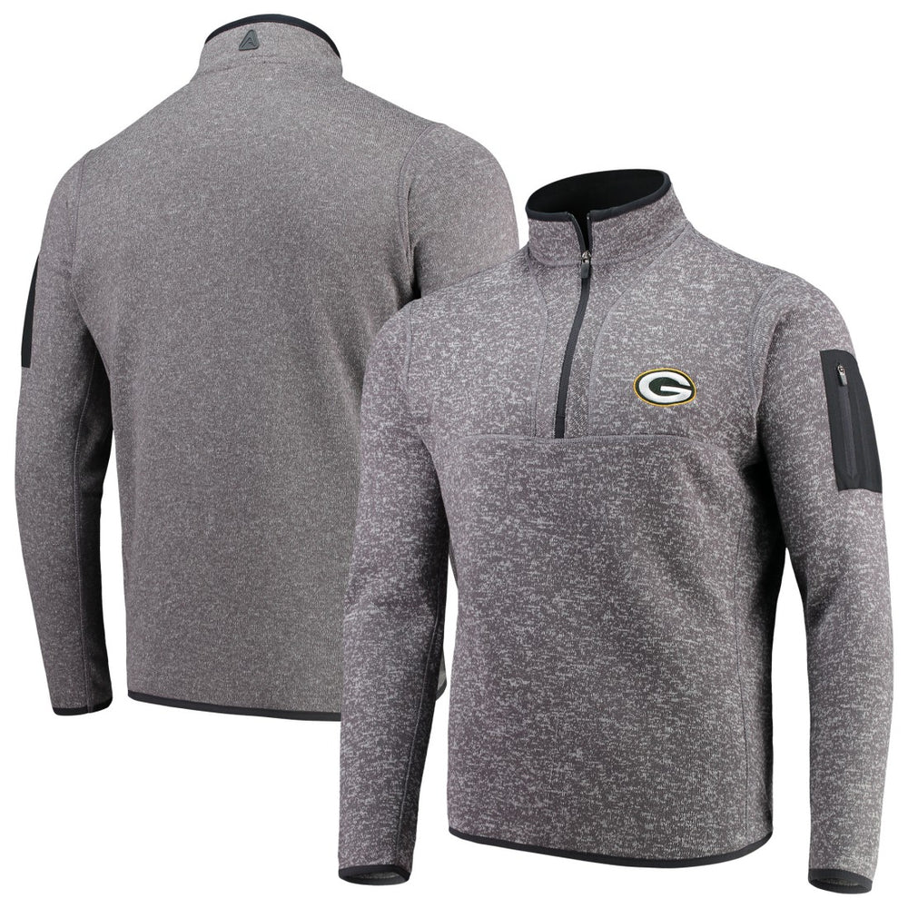 Green Bay Packers Antigua Fortune Quarter-Zip Pullover Jacket Charcoal | NFL