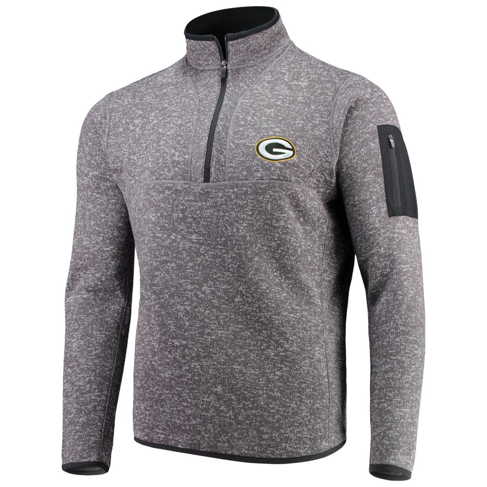 Green Bay Packers Antigua Fortune Quarter-Zip Pullover Jacket Charcoal | NFL