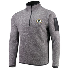 Green Bay Packers Antigua Fortune Quarter-Zip Pullover Jacket Charcoal | NFL