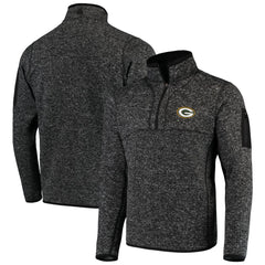 Green Bay Packers Antigua Fortune Quarter-Zip Pullover Jacket Heather Black | NFL