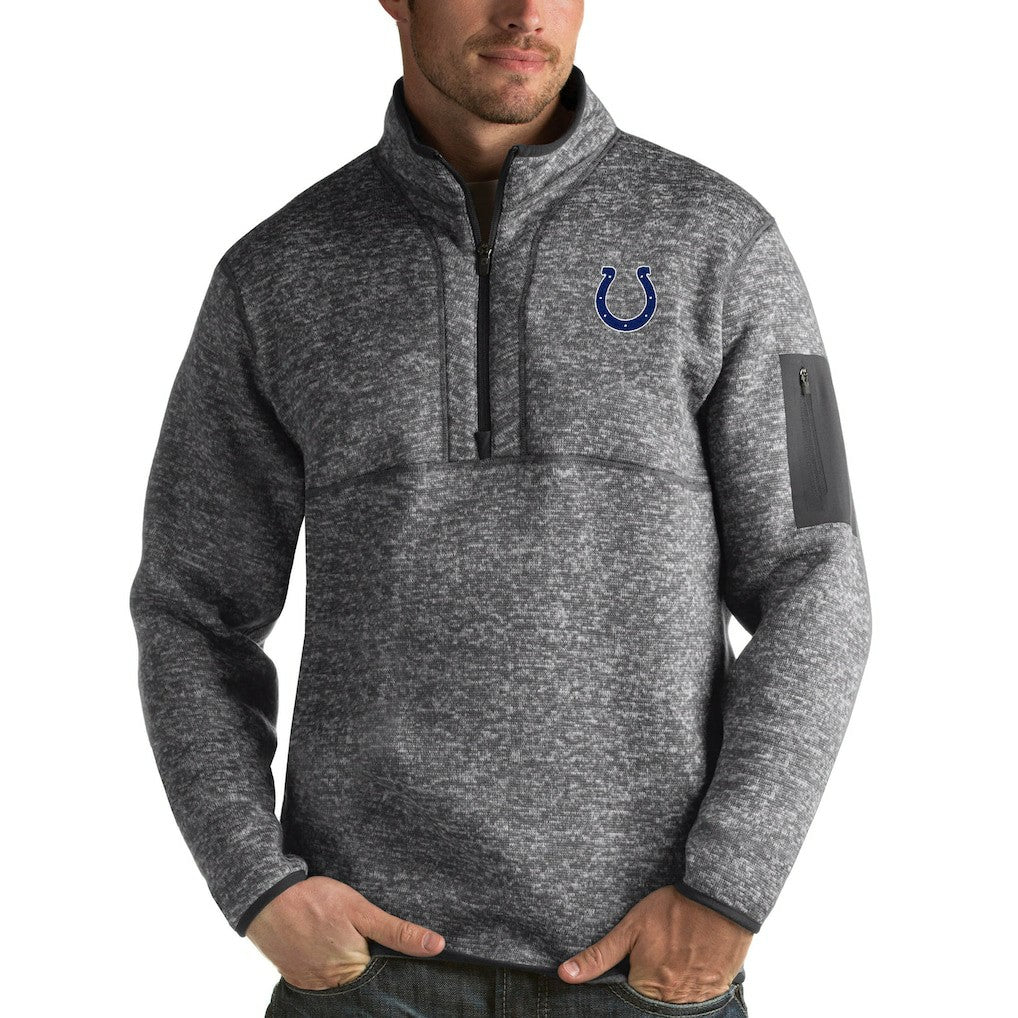 Indianapolis Colts Antigua Fortune Quarter-Zip Pullover Jacket Charcoal | NFL