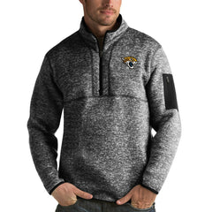 Jacksonville Jaguars Antigua Fortune Quarter-Zip Pullover Jacket Heather Black | NFL