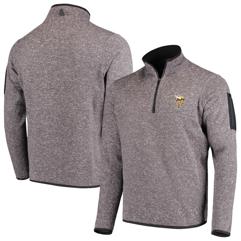 Minnesota Vikings Antigua Fortune Quarter-Zip Pullover Jacket Charcoal | NFL