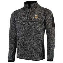 Minnesota Vikings Antigua Fortune Quarter-Zip Pullover Jacket Heather Black | NFL