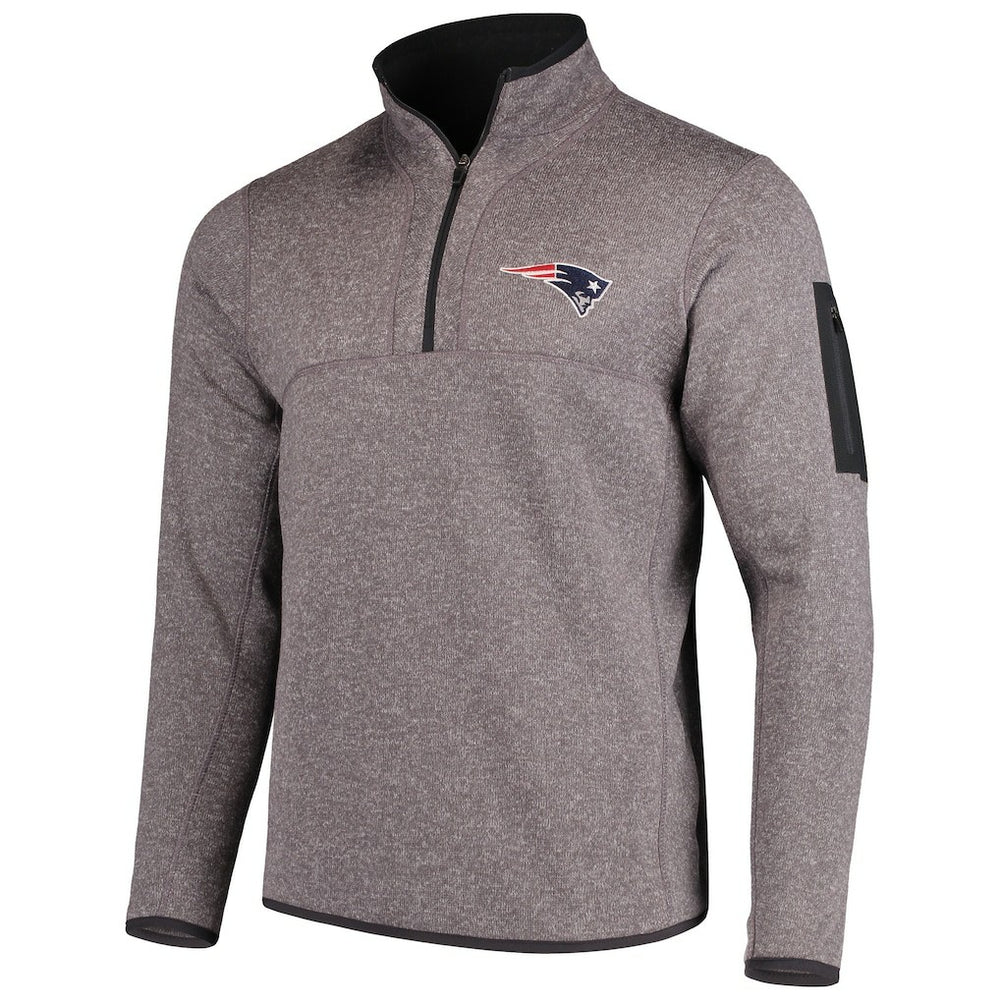 New England Patriots Antigua Fortune Quarter-Zip Pullover Jacket Charcoal | NFL