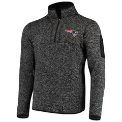 New England Patriots Antigua Fortune Quarter-Zip Pullover Jacket Heather Black | NFL