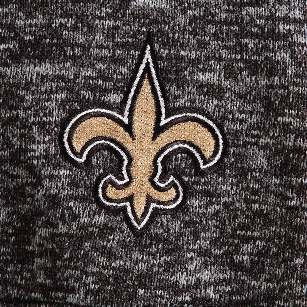 New Orleans Saints Antigua Fortune Quarter-Zip Pullover Jacket Heather Black | NFL