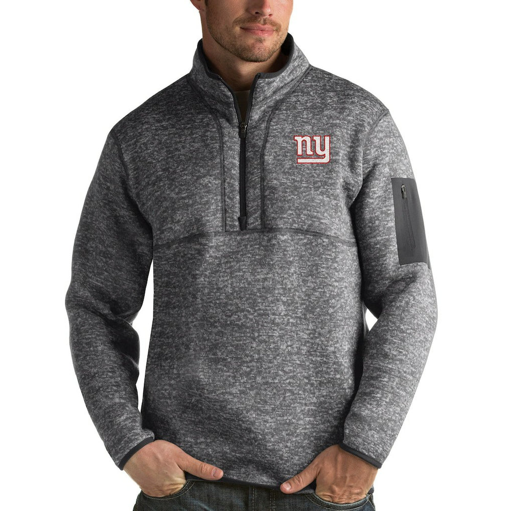 New York Giants Antigua Fortune Quarter-Zip Pullover Jacket Charcoal | NFL