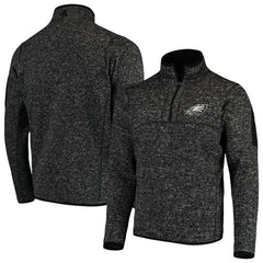 Philadelphia Eagles Antigua Fortune Quarter-Zip Pullover Jacket Heather Black | NFL