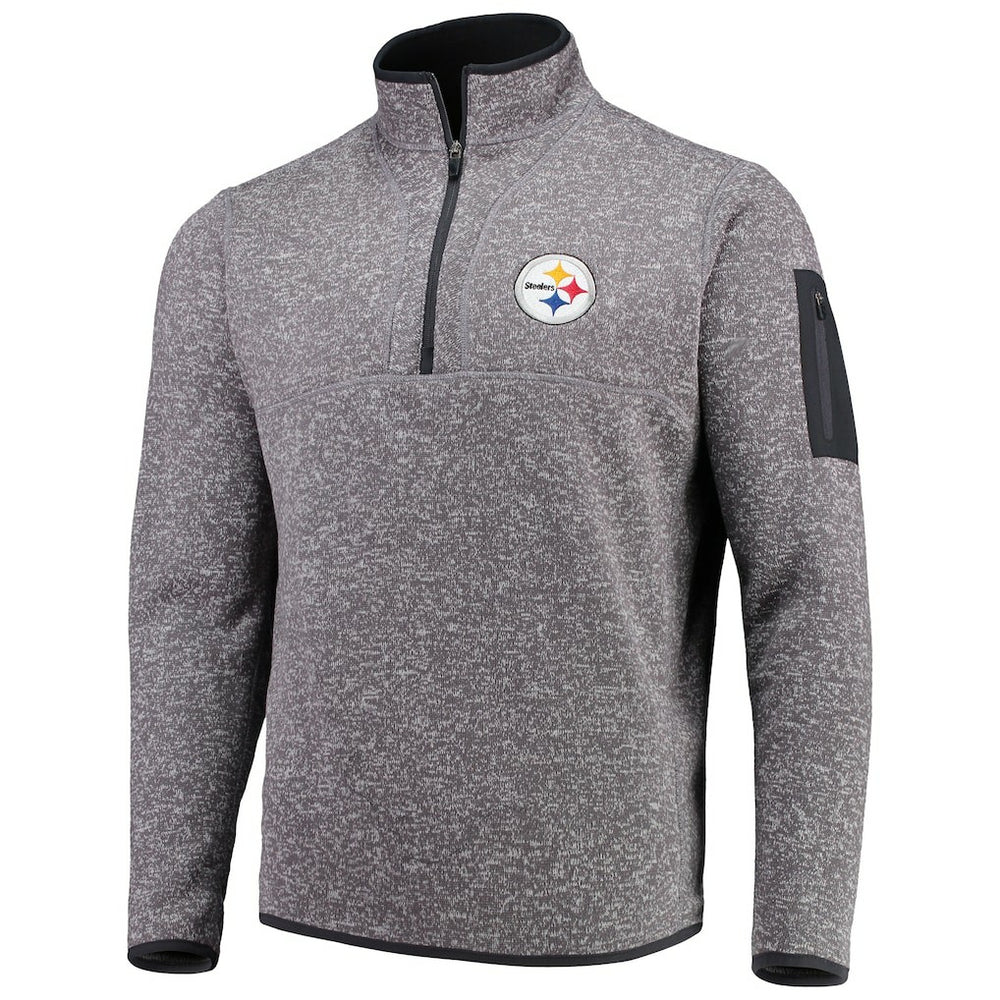 Pittsburgh Steelers Antigua Fortune Quarter-Zip Pullover Jacket Charcoal | NFL