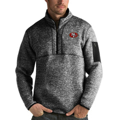 San Francisco 49ers Antigua Fortune Quarter-Zip Pullover Jacket Heather Black | NFL