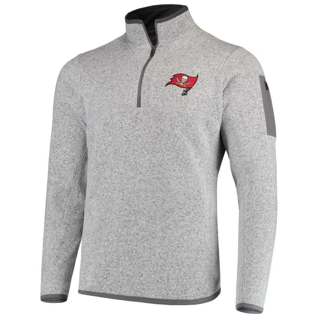 Tampa Bay Buccaneers Antigua Fortune Quarter-Zip Pullover Jacket Heather Black | NFL