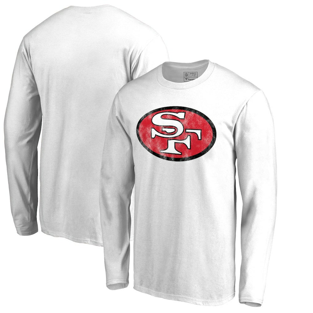 San Francisco 49ers Throwback Logo Long Sleeve T-shirt White | NFL
