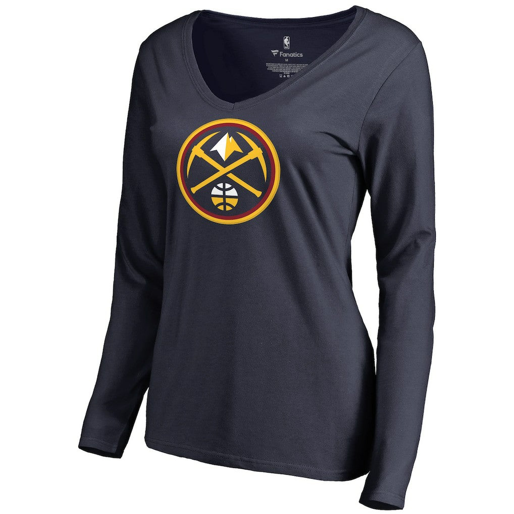 Nikola Jokic Denver Nuggets Women's Team Backer Name & Number Long Sleeve V-Neck T-Shirt Navy - NBA
