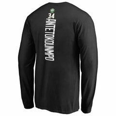 Giannis Antetokounmpo Milwaukee Bucks Team Backer Name & Number Long Sleeve T-Shirt Black - NBA