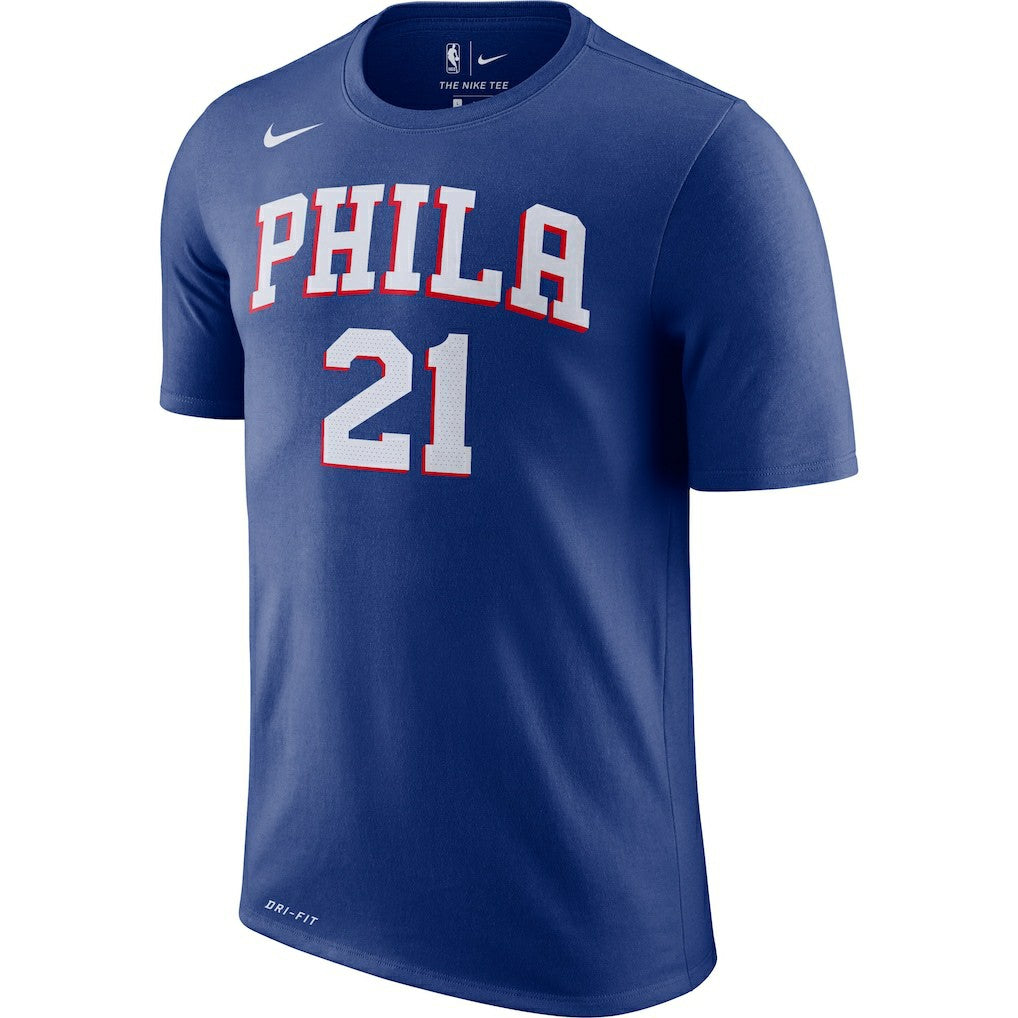 Joel Embiid Philadelphia 76ers Player Name & Number Performance T-Shirt Royal - NBA
