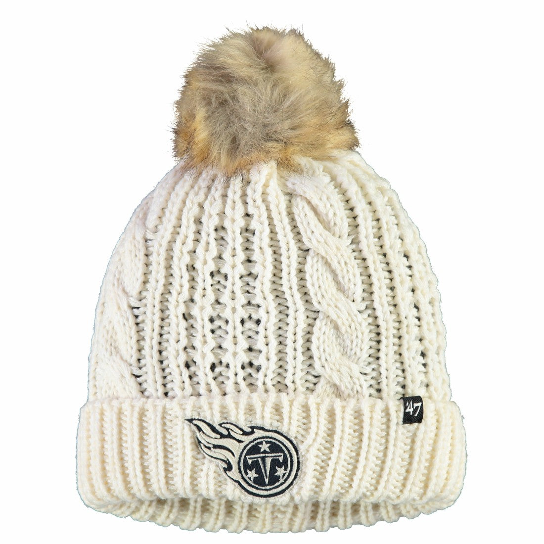 Tennessee Titans '47 Women's Meeko Cuffed Knit Hat With Pom Cream | 47 brand