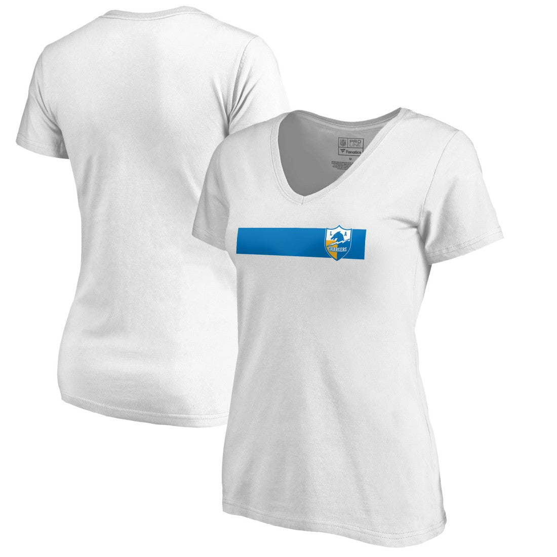 Los Angeles Chargers Women's Vintage Rugby Stripe V-Neck T-Shirt White | NFL