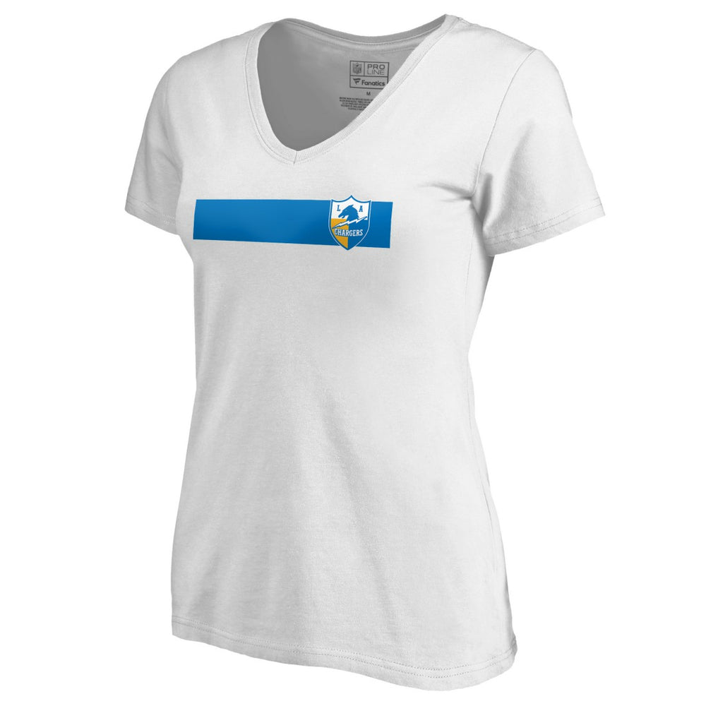 Los Angeles Chargers Women's Vintage Rugby Stripe V-Neck T-Shirt White | NFL