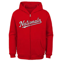 Washington Nationals Youth Team Color Wordmark Full-Zip Hoodie - MLB