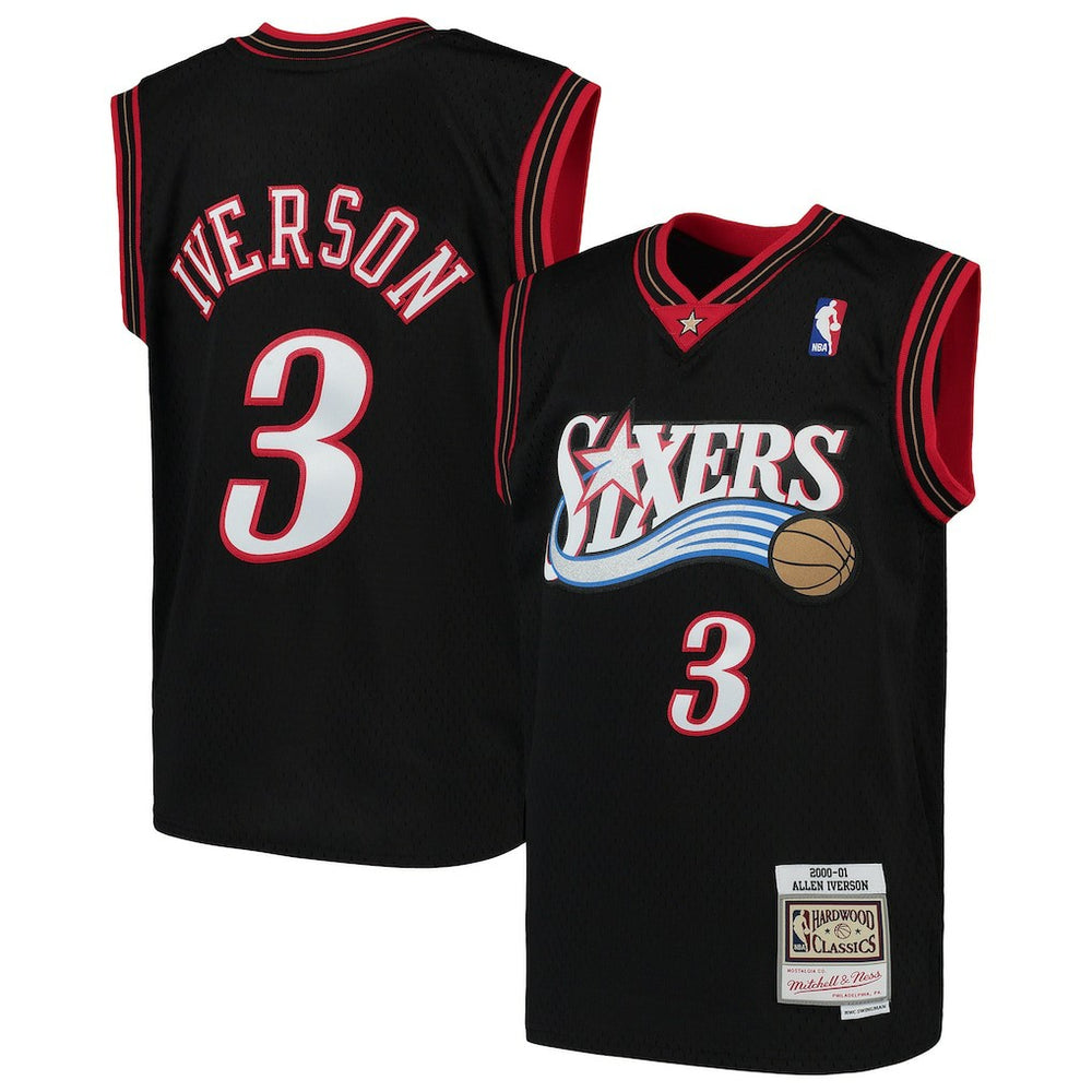 Allen Iverson Philadelphia 76ers Youth Hardwood Classics Swingman Throwback Jersey Black - NBA