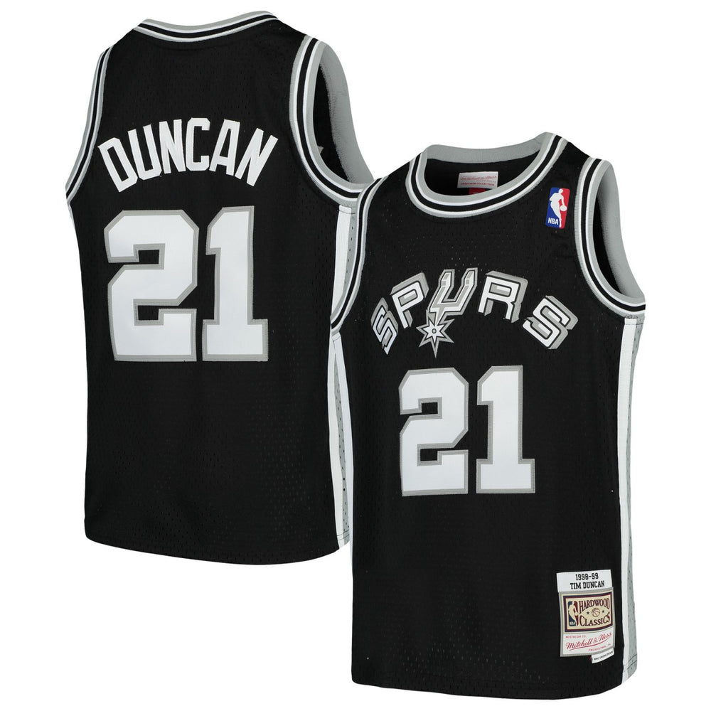 Tim Duncan San Antonio Spurs Youth Swingman Throwback Jersey Black - NBA