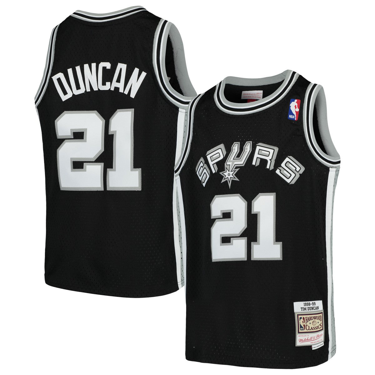 Tim Duncan San Antonio Spurs Youth Swingman Throwback Jersey Black - NBA