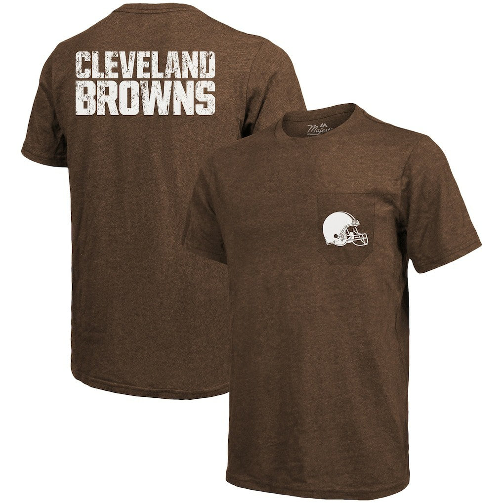 Cleveland Browns Majestic Threads Tri-Blend Pocket T-Shirt Brown | NFL