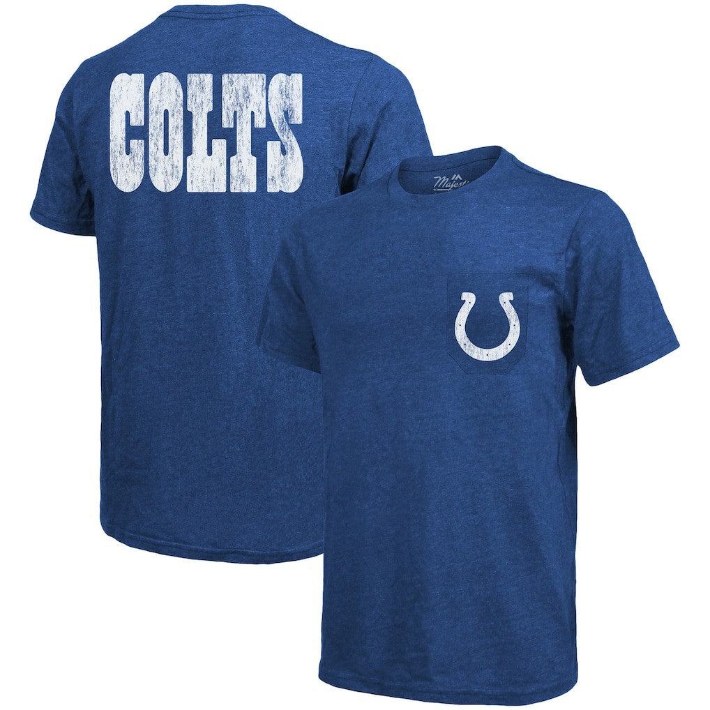 Indianapolis Colts Majestic Threads Tri-Blend Pocket T-Shirt Heathered Royal | NFL