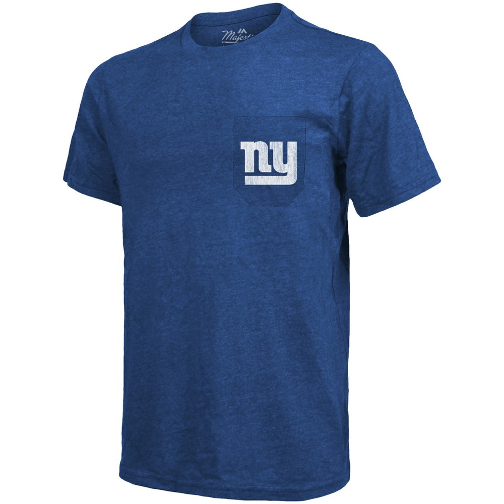 New York Giants Majestic Threads Tri-Blend Pocket T-Shirt Heathered Royal | NFL
