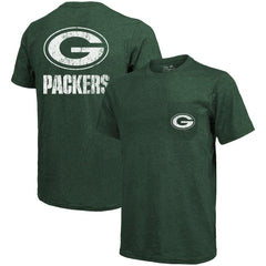 Green Bay Packers Majestic Threads Tri-Blend Pocket T-Shirt Heathered Green | NFL