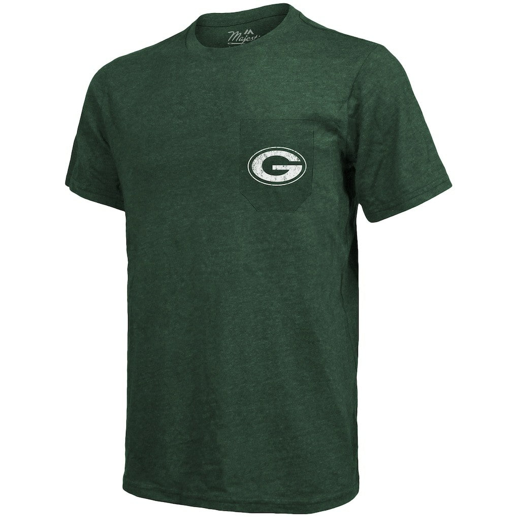 Green Bay Packers Majestic Threads Tri-Blend Pocket T-Shirt Heathered Green | NFL