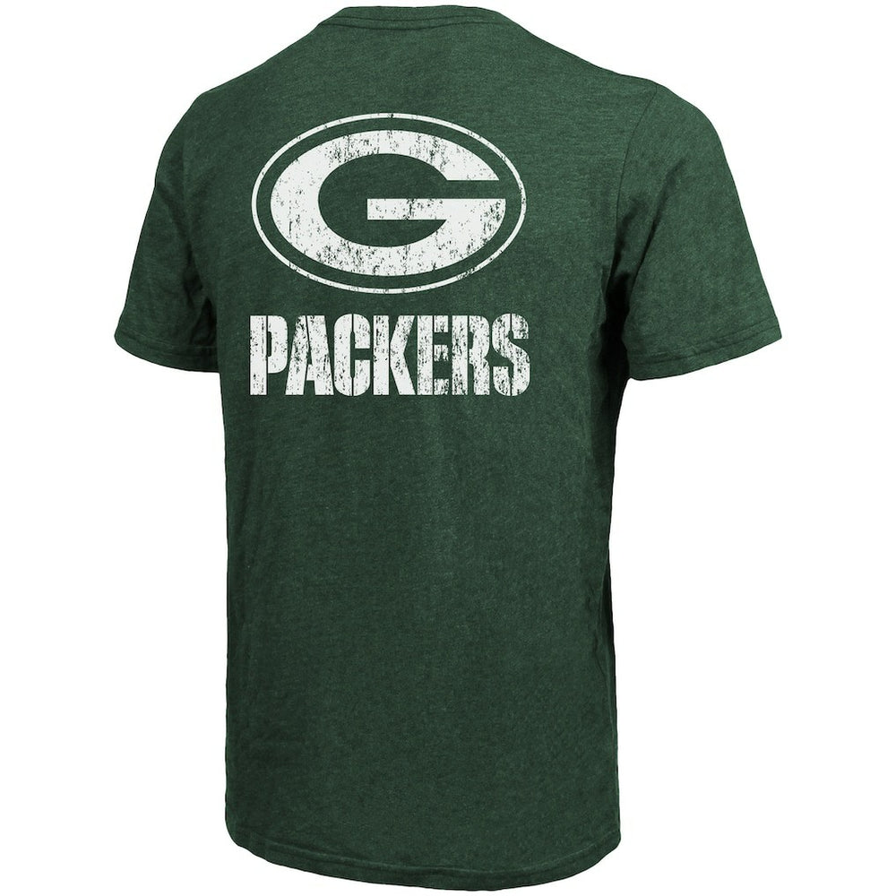 Green Bay Packers Majestic Threads Tri-Blend Pocket T-Shirt Heathered Green | NFL