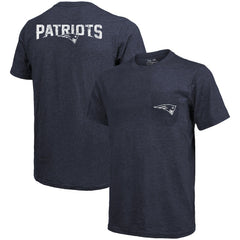 New England Patriots Majestic Threads Tri-Blend Pocket T-Shirt Heathered Navy | NFL