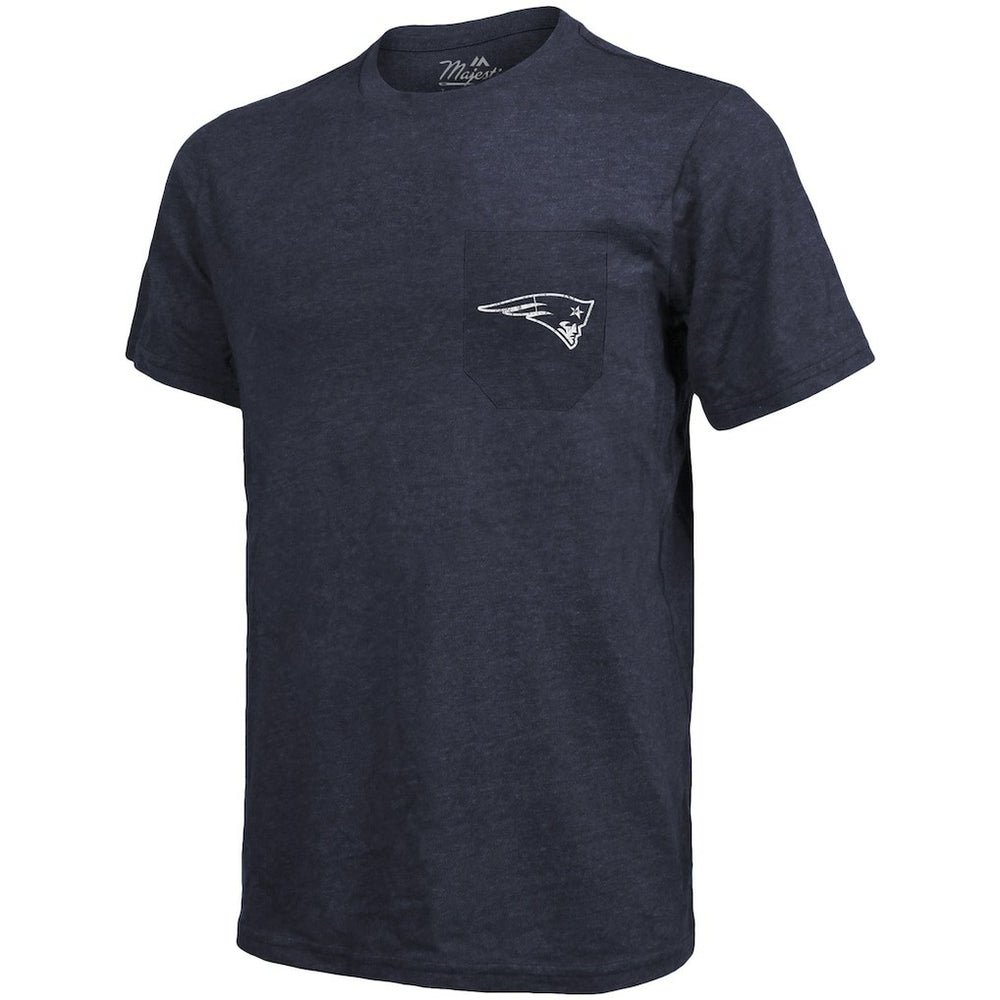 New England Patriots Majestic Threads Tri-Blend Pocket T-Shirt Heathered Navy | NFL