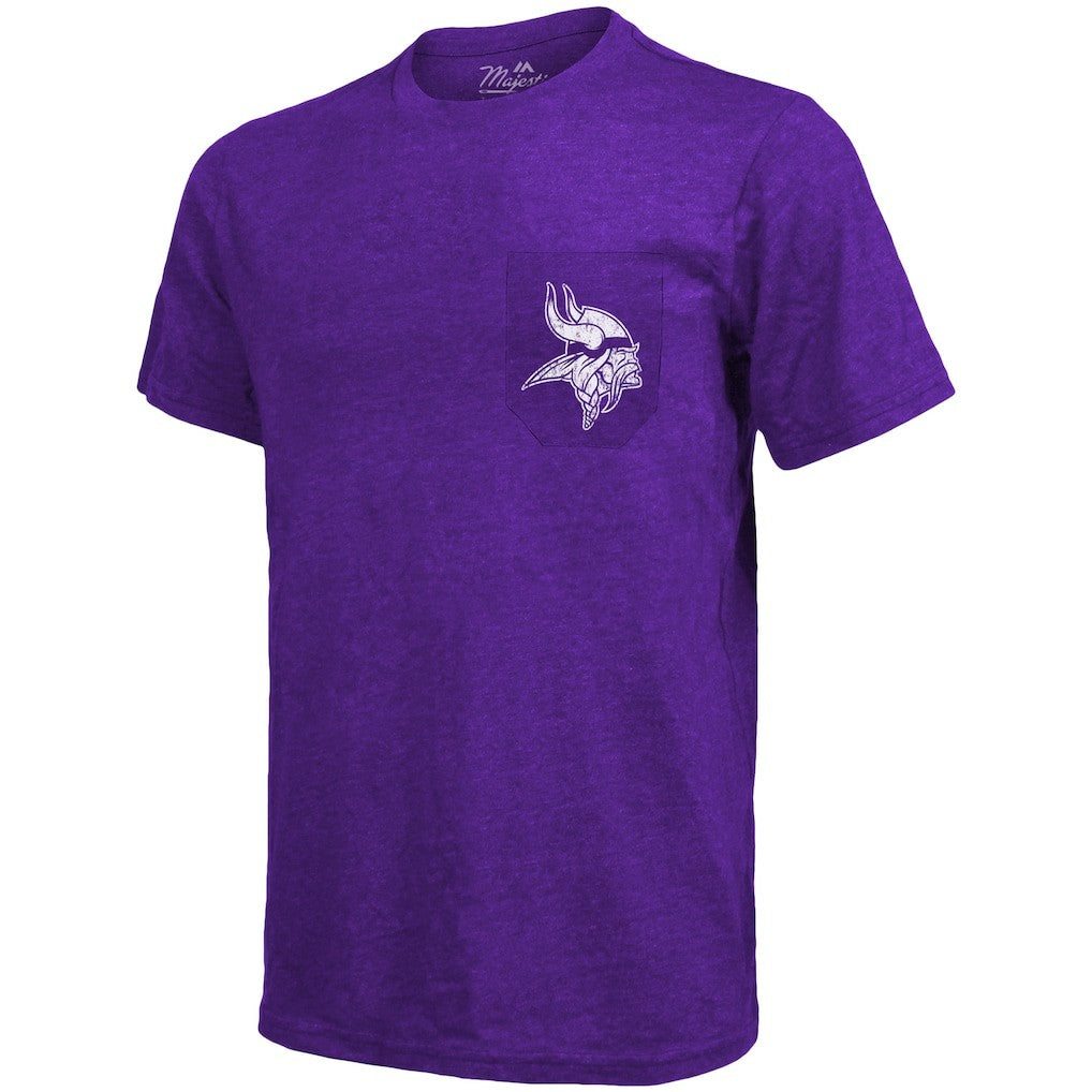 Minnesota Vikings Majestic Threads Tri-Blend Pocket T-Shirt Heathered Purple | NFL