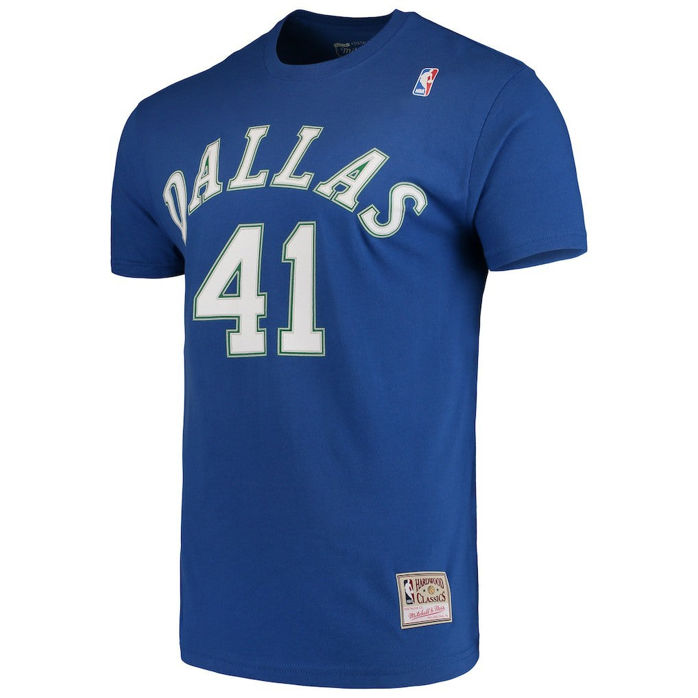 Dirk Nowitzki Dallas Mavericks Hardwood Classics Team Name & Number T-Shirt Blue - NBA