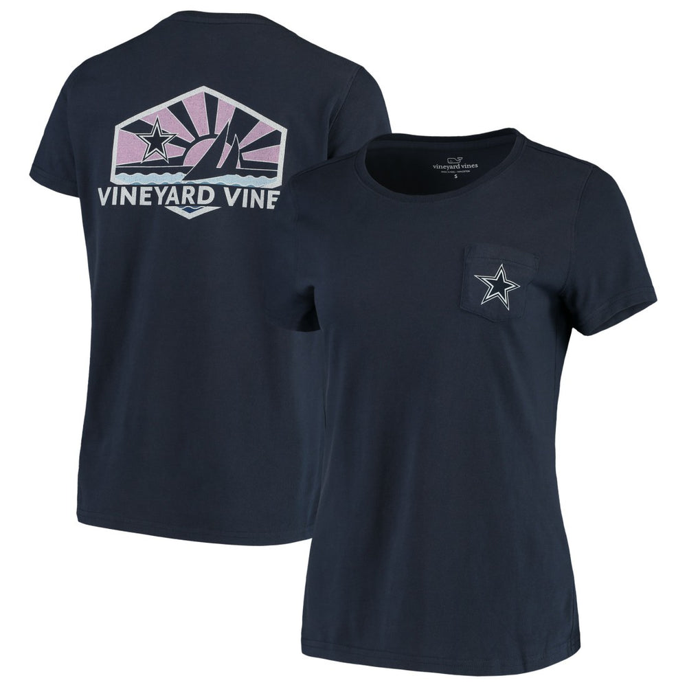 Dallas Cowboys Vineyard Vines Women's Sunset Sail T-Shirt Navy | NFL