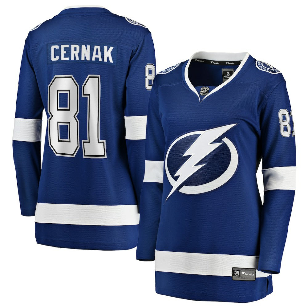 Erik Cernak Tampa Bay Lightning Fanatics Women's Home Breakaway Player Jersey - Blue - NHL