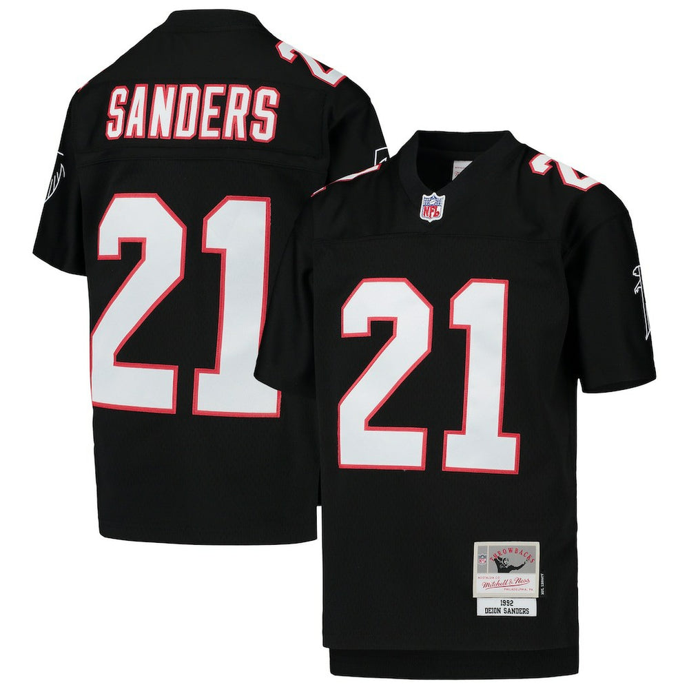 Deion Sanders Atlanta Falcons Youth 1992 Legacy Retired Player Jersey Black | Mitchell & Ness