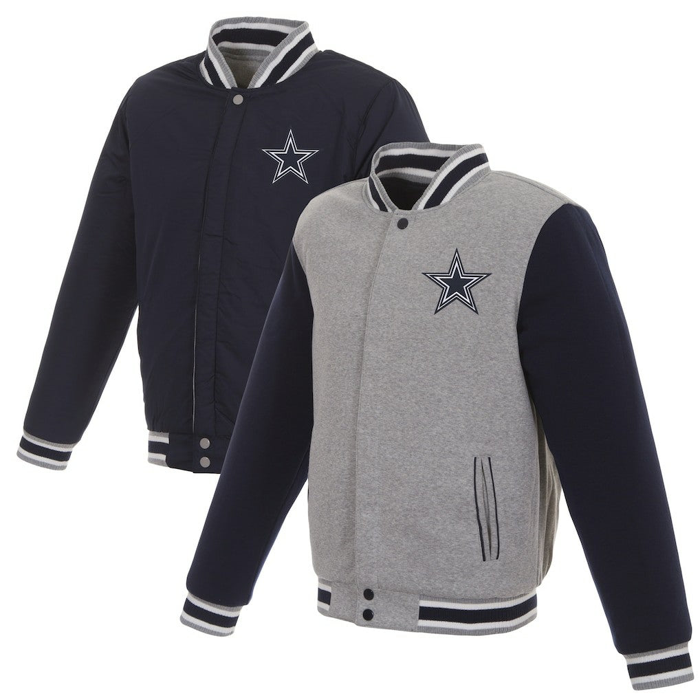 Dallas Cowboys JH Design Reversible Two Tone Fleece Jacket Gray/Navy | NFL