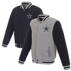 Dallas Cowboys JH Design Reversible Two Tone Fleece Jacket Gray/Navy | NFL