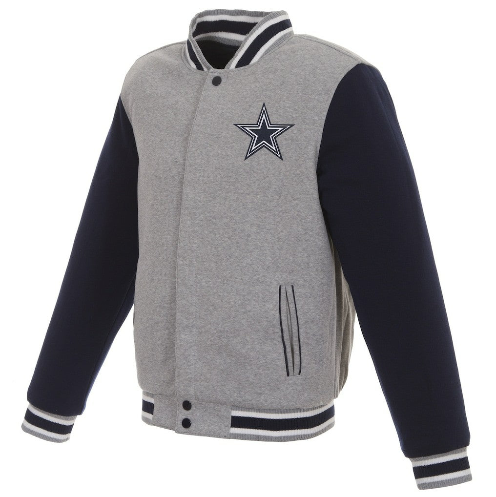 Dallas Cowboys JH Design Reversible Two Tone Fleece Jacket Gray/Navy | NFL