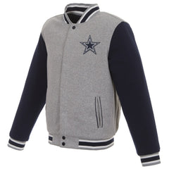 Dallas Cowboys JH Design Reversible Two Tone Fleece Jacket Gray/Navy | NFL