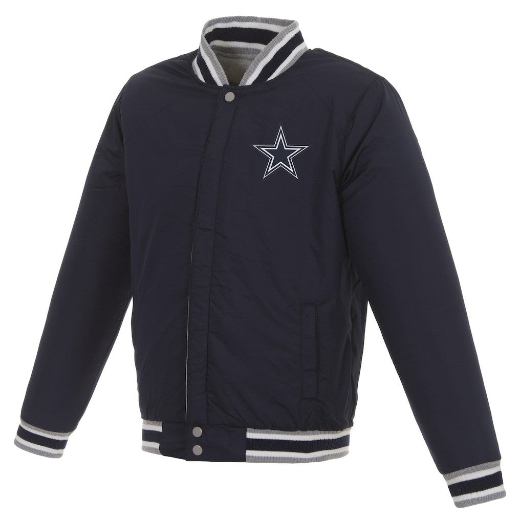 Dallas Cowboys JH Design Reversible Two Tone Fleece Jacket Gray/Navy | NFL