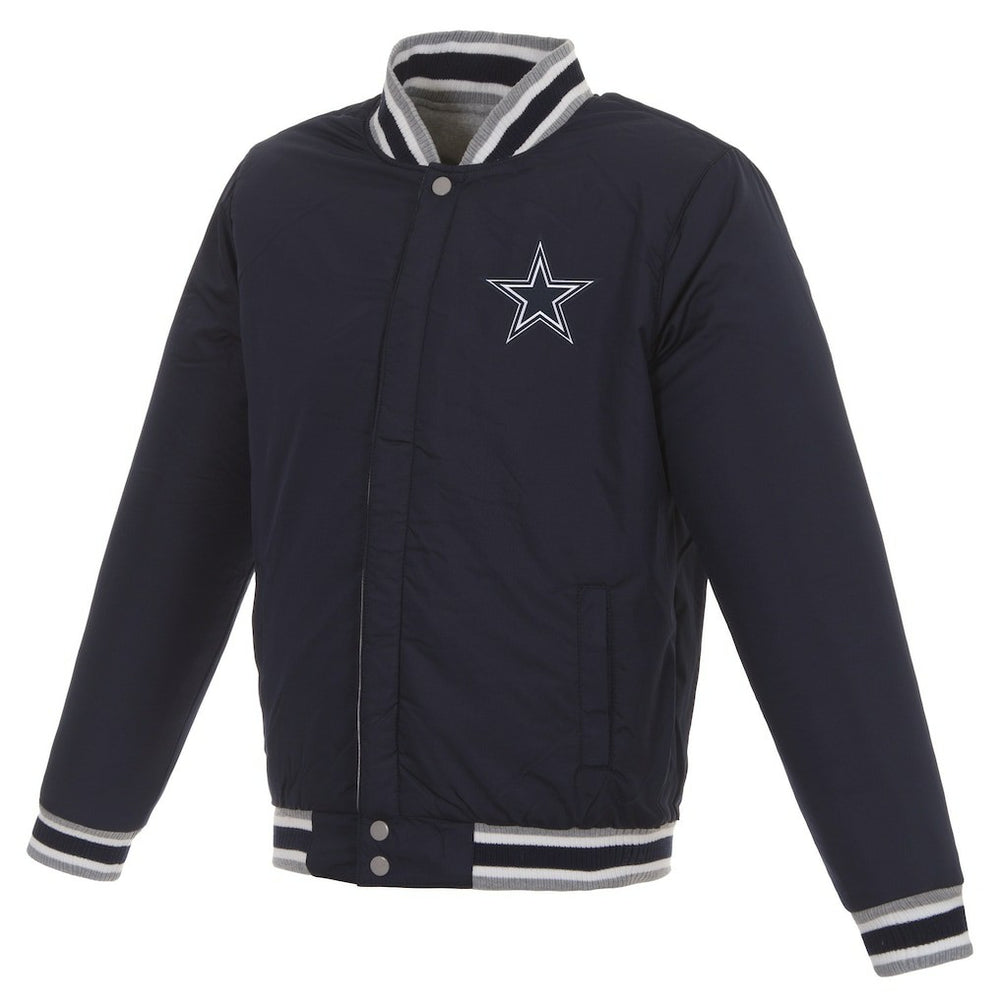 Dallas Cowboys JH Design Reversible Two Tone Fleece Jacket Gray/Navy | NFL