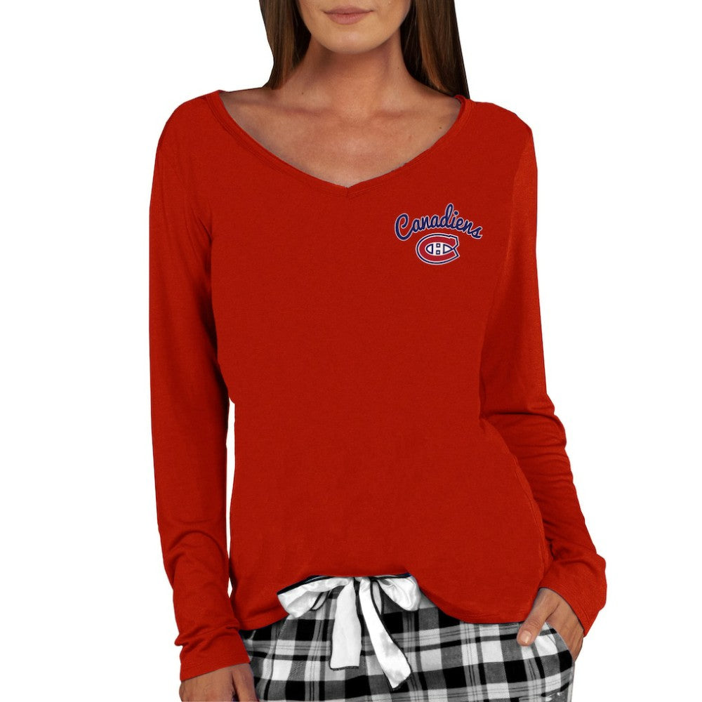 Montreal Canadiens Concepts Sport Women's Marathon Knit Long Sleeve V-Neck Top - Red - NHL